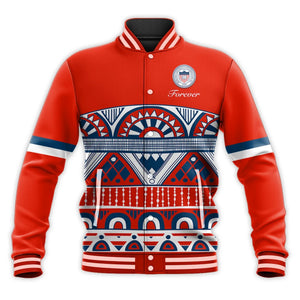 Howard Version Red Mix Pattern Baseball Jacket