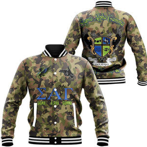 Sigma Alpha Gamma Camo Baseball Jackets | Africazone.store