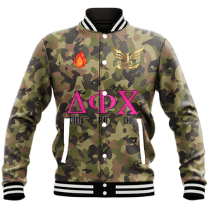 Delta Phi Chi Camo Baseball Jackets | Africazone.store