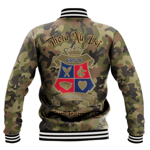 Theta Nu Psi Camo Baseball Jackets | Africazone.store