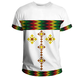 Personalized Rasta Round Pattern White T-shirt