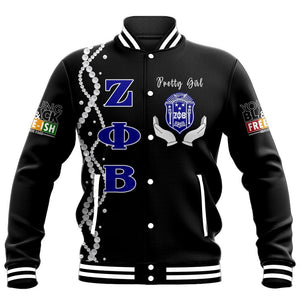 Africa Zone Jacket - Juneteenth Zeta Phi Beta Pretty Girl Baseball Jacket