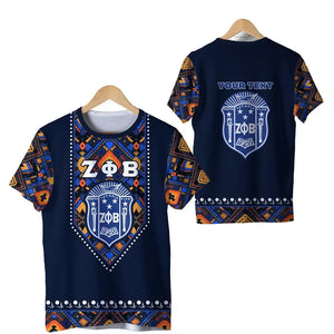 Personalized Zeta Phi Beta African Pattern - Navy T-shirt