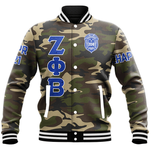 Zeta Phi Beta Camouflage Baseball Jackets | Getteestore.com