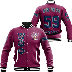 Wine Psi Phi Baseball Jackets | Getteestore.com