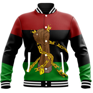 Africa Zone Baseball Jackets - Pan African Flag And Black Power A31