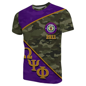Africazone T-Shirt - Personalized Omega Psi Phi Army Style J5 | Africazone.store