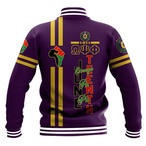 AfricaZone Jacket - Juneteenth Omega Psi Phi Baseball Jacket J5 | Africazone.store
