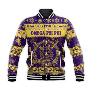 AfricaZone Jacket - Omega Psi Phi Fraternity Christmas Simple Vibes Baseball Jacket J5 | Africazone.store