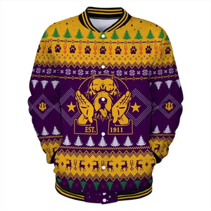 AfricaZone Jacket - Omega Psi Phi Bulldog Hand Sign Christmas Baseball Jacket J5 | Africazone.store