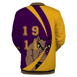 AfricaZone Jacket - Omega Psi Phi Bulldog Circle Baseball Jacket J5 | Africazone.store