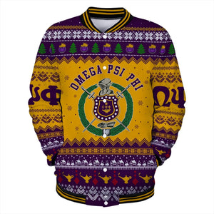 AfricaZone Jacket - Lux Omega Psi Phi Greek Letter Christmas Baseball Jacket J5 | Africazone.store