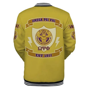 AfricaZone Jacket - Omega Psi Phi Invictus Bulldog Baseball Jacket J5 | Africazone.store