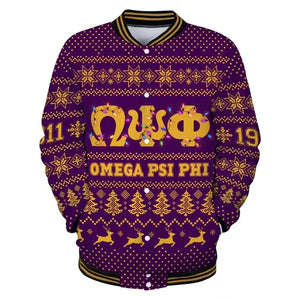 AfricaZone Jacket - Omega Psi Phi Led Lights Christmas Baseball Jacket J5 | Africazone.store