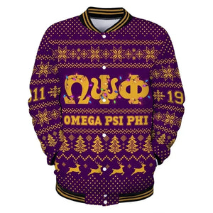 AfricaZone Jacket - Omega Psi Phi Led Lights Christmas Baseball Jacket J5 | Africazone.store