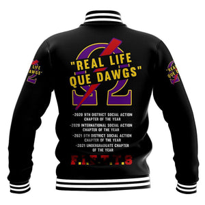 AfricaZone Jacket - OMEGA PSI PHI REAL LIFE QUE DAWGS BASEBALL JACKET J5 | Africazone.store