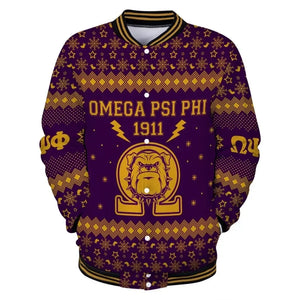 AfricaZone Jacket - Lux Omega Psi Phi Bulldogs Thunder Christmas Baseball Jacket J5 | Africazone.store