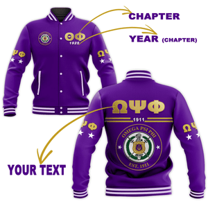 AfricaZone Jacket - PERSONALIZED OMEGA PSI PHI BASEBALL JACKET SIMPLE J5 | Africazone.store