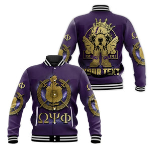 AfricaZone Jacket - Personalised Omega Psi Phi Bulldog Crown Psi Hand Sign Army Boots Baseball Jacket J5 | Africazone.store