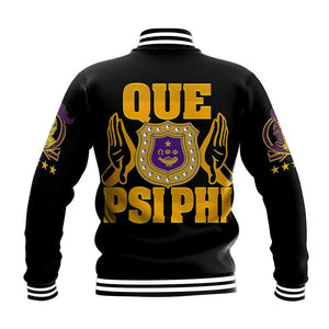 AfricaZone Greek Life Jacket - Omega Psi Phi Letters Baseball Jacket J0