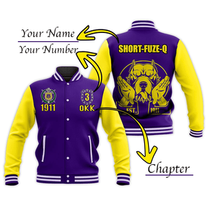 AfricaZone Jacket - PERSONALIZED OMEGA PSI PHI BASEBALL JACKET BULLDOG CROWN PSI HAND SIGN J5 | Africazone.store