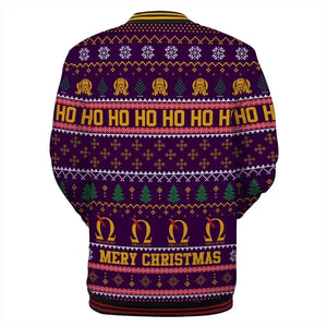 AfricaZone Jacket - Lux Man Hohoho Christmas Omega Psi Phi Baseball Jacket J5 | Africazone.store