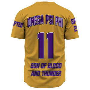 (Custom) Africazone Baseball Jersey - Omega Psi Phi ( Old Gold ) A31 | Africazone.store