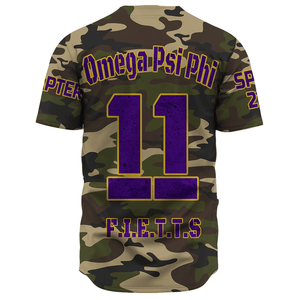 (Custom) Africazone Baseball Jersey - Omega Psi Phi Camouflage A31 | Africazone.store