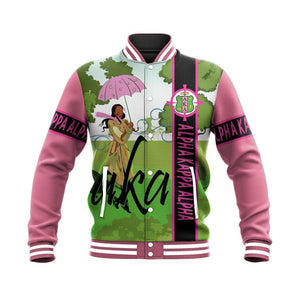 Africa Zone Greek Life Clothing - The Beautiful Girl AKA Sorority Baseball Jacket J5