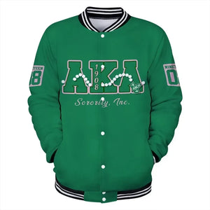 AKA Pearls Green Baseball Jacke