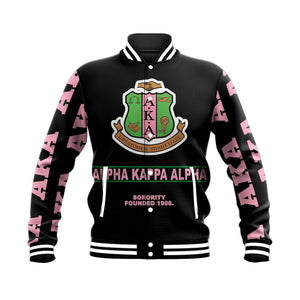 Africa Zone Greek Life Clothing - AKA Sorority - Nick Style Baseball Jacket J5