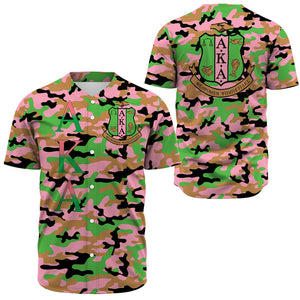 Africa Zone Greek Life Clothing - AKA Sorority Signature Camouflage Baseball Jersey T5