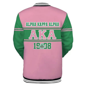 Africa Zone Greek Life Clothing - AKA Sorority Green Line Baseball Jacket J5