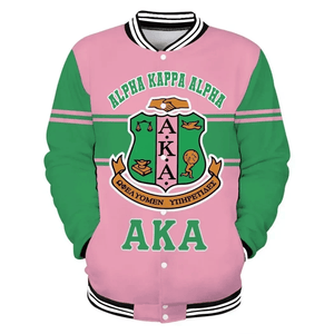 Africa Zone Greek Life Clothing - AKA Sorority Green Line Baseball Jacket J5