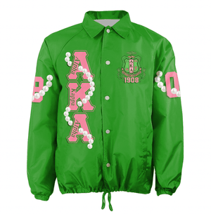 Africa Zone Greek Life Clothing - AKA Sorority Pearl 1908 Green Crossing Jacket A31