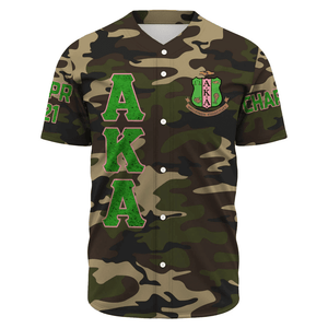 (Custom) Africa Zone Greek Life Clothing - AKA Sorority Camouflage Baseball Jerseys A31