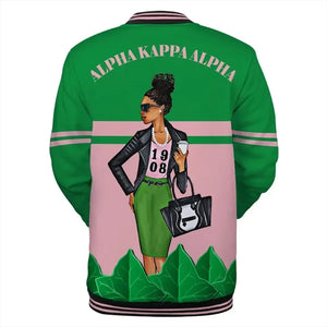 Africa Zone Greek Life Clothing - AKA Sorority City Girl Baseball Jacket J5