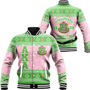 Africa Zone Greek Life Clothing - AKA Sorority Christmas Baseball Jackets A31