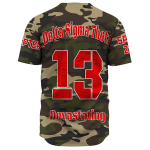 (Custom) Africa Zone Greek Life Clothing - Delta Sigma Theta Sorority Camouflage Baseball Jerseys A31