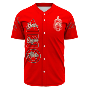 (Custom) Africa Zone Greek Life Clothing - Delta Sigma Theta Sorority (Red) Baseball Jerseys A31