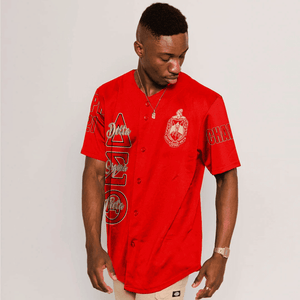 (Custom) Africa Zone Greek Life Clothing - Delta Sigma Theta Sorority (Red) Baseball Jerseys A31