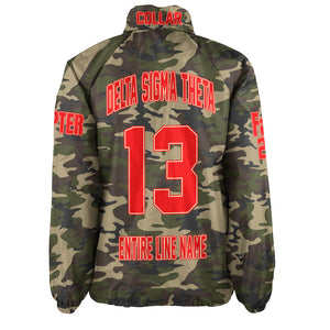 (Custom) Africa Zone Greek Life Clothing - Delta Sigma Theta Sorority Camouflage Crossing Jacket A31