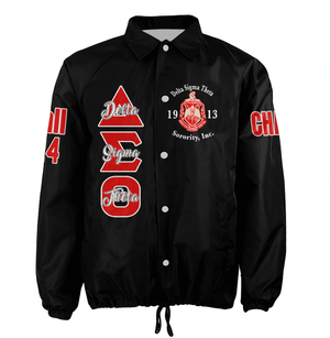 (Custom) Africa Zone Greek Life Clothing - Delta Sigma Theta Sorority Elephant Pyramid Crossing Jacket A31