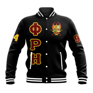 Phi Rho Eta Letters Fraternity Baseball Jacket | Africazone.store
