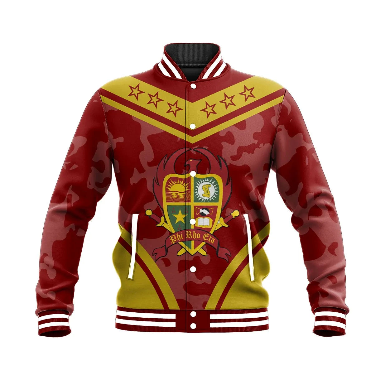 Phi Rho Eta Camouflage Baseball Jacket | Africazone.store