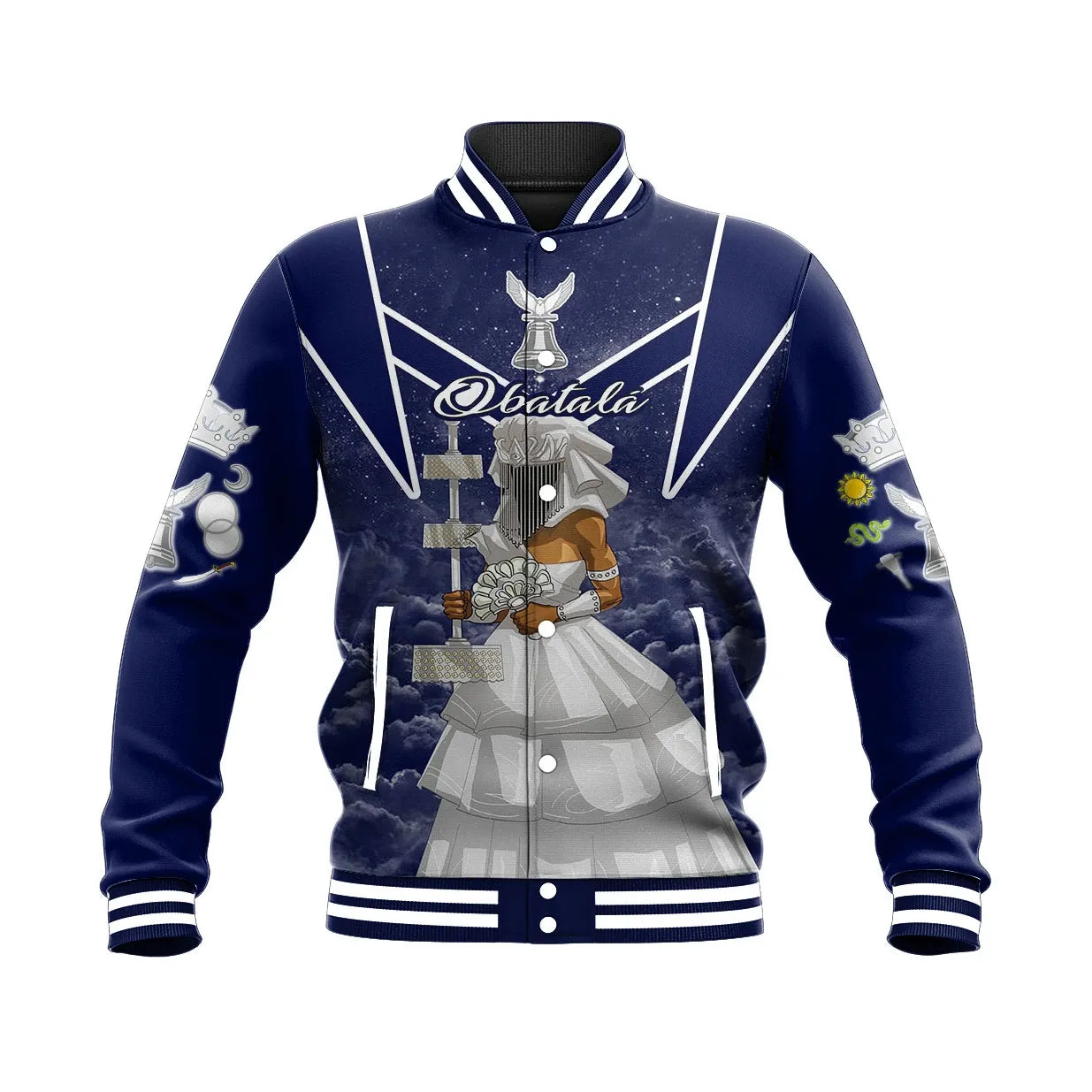 Starry Night Orisha Obatala Baseball Jacket | Africazone.store