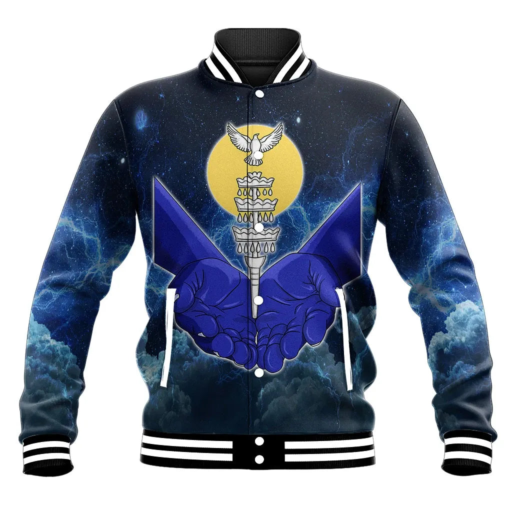Orisha Obatala Gods And Angel Galaxy Background Baseball Jacket