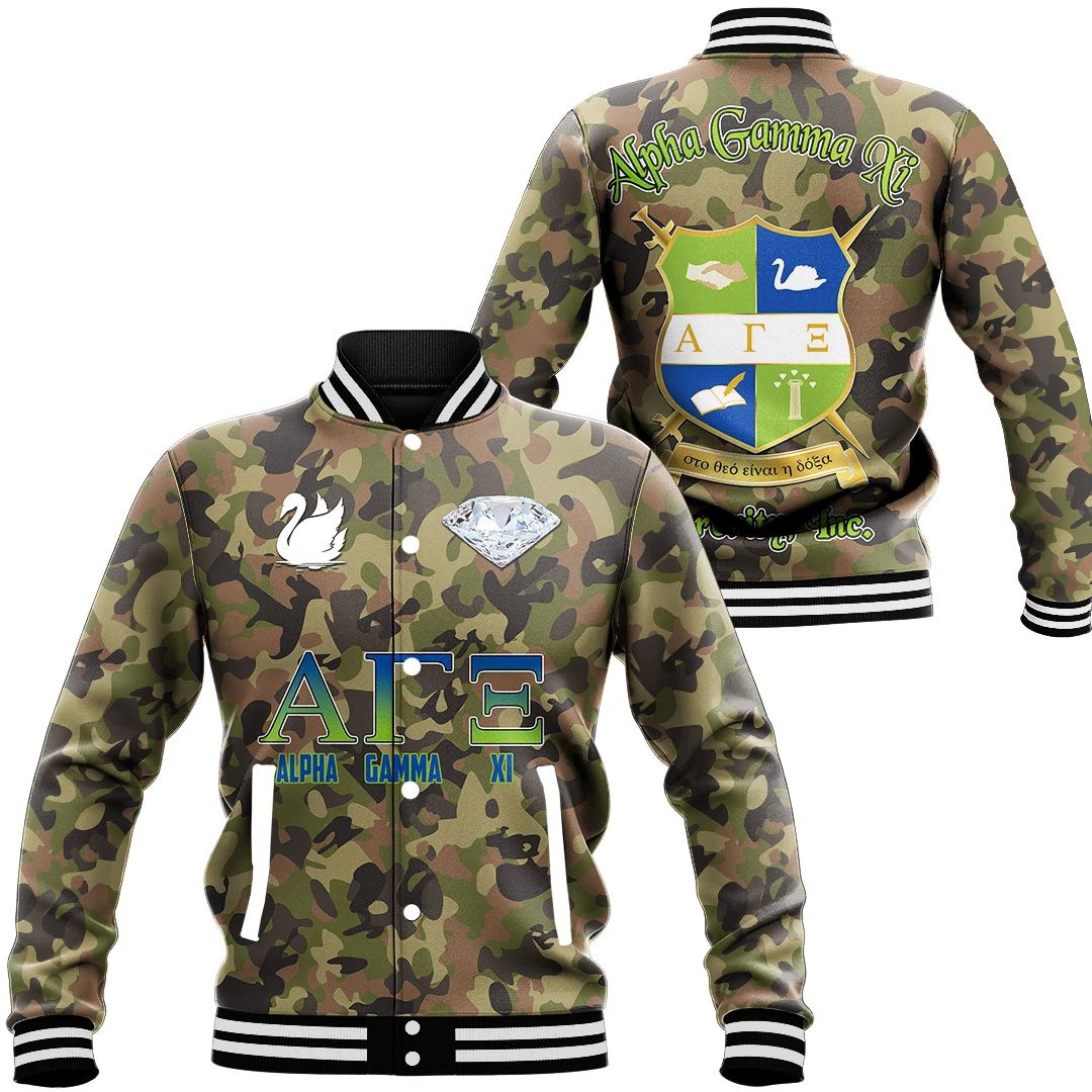 Alpha Gamma Xi Camo Baseball Jackets | Africazone.store