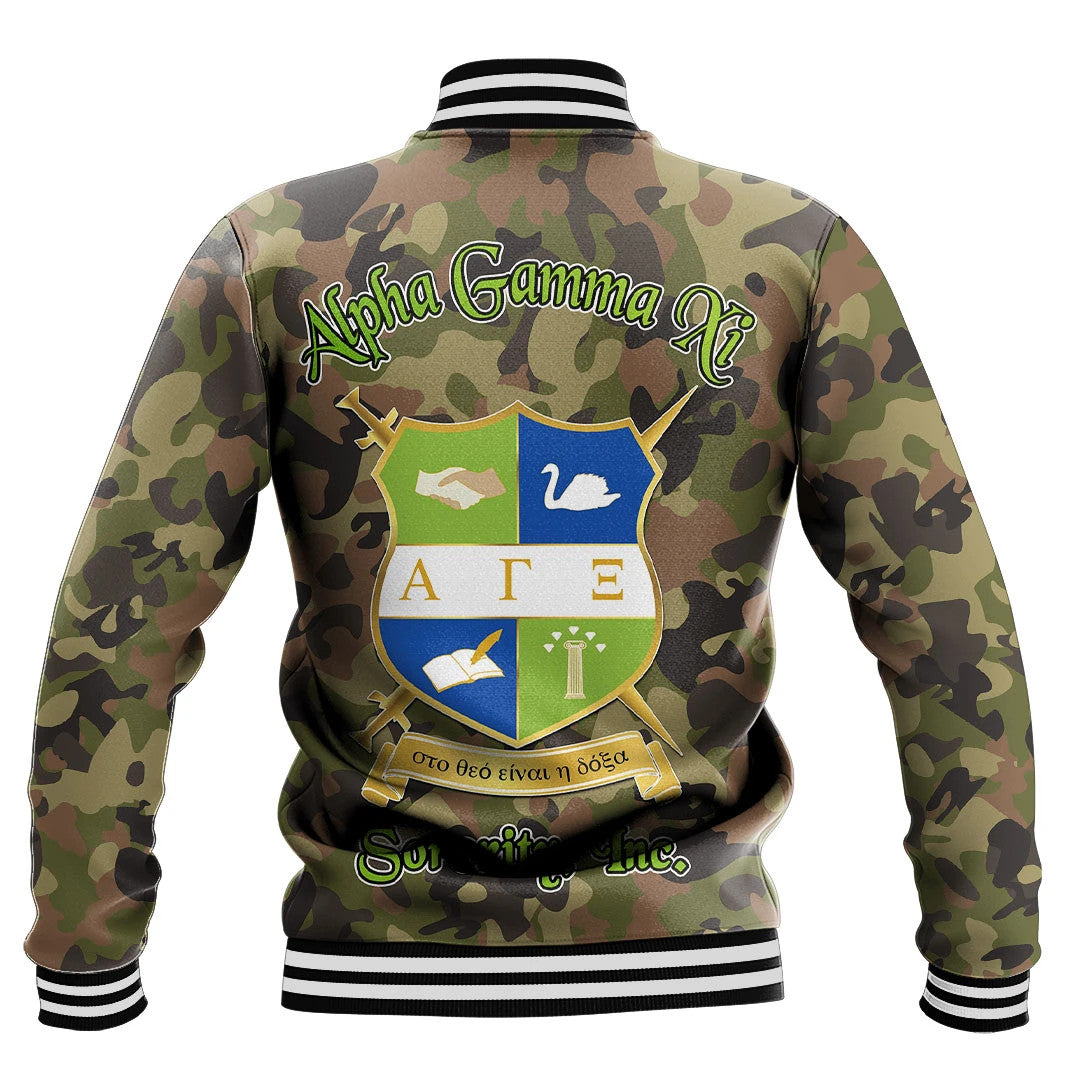Alpha Gamma Xi Camo Baseball Jackets | Africazone.store