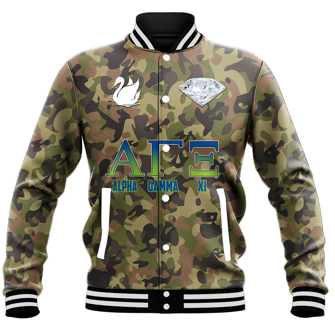 Alpha Gamma Xi Camo Baseball Jackets | Africazone.store